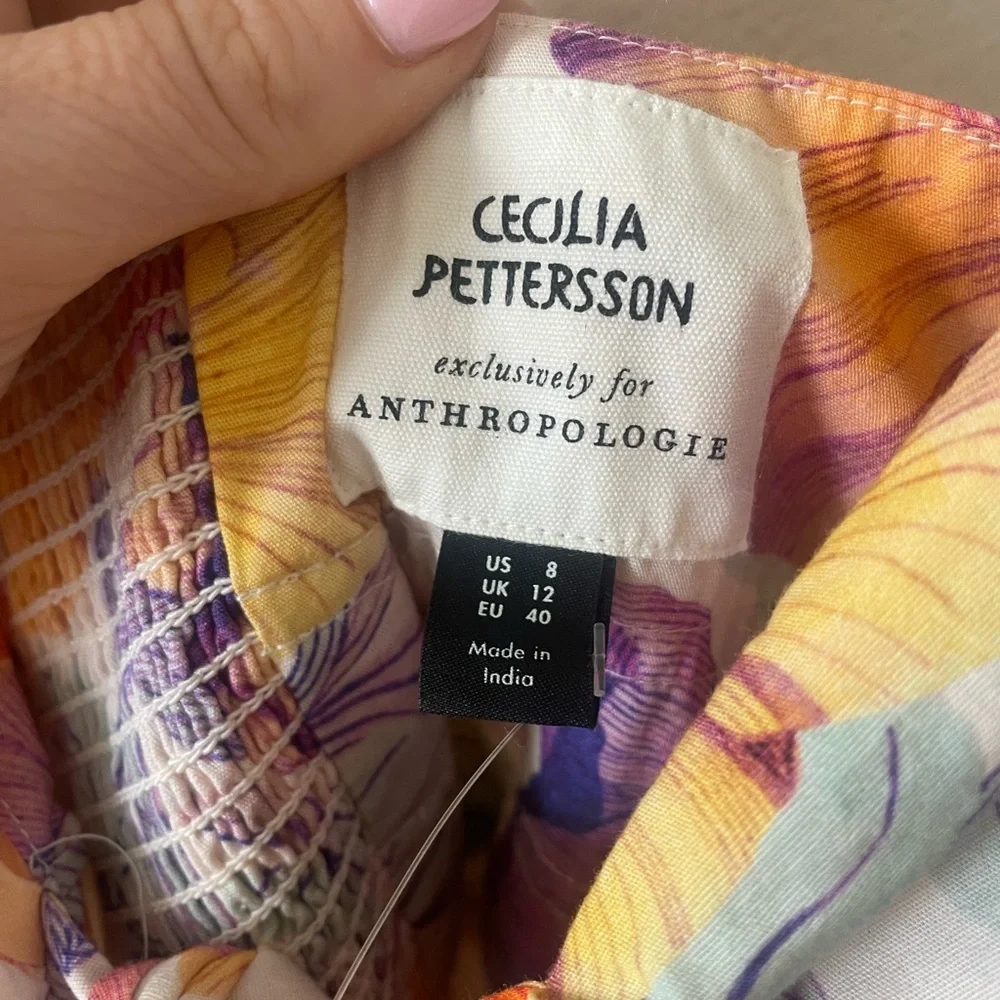 Cecilia Pettersson for Anthropologie Floral Print bow cinched waist midi Dress - Picture 9 of 10